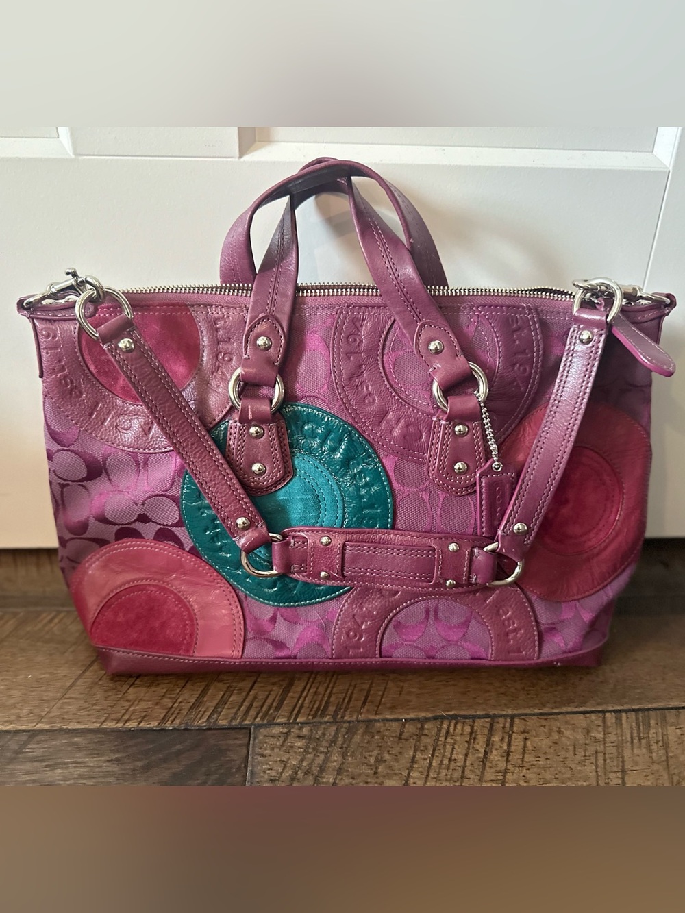Vintage Coach Ashley Pieced Patchwork Satchel w/Strap Shoulder Bag